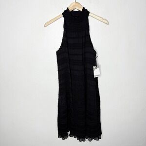 New Kensie Smock Woven Black Halter Neck Shift Sleeveless Dress Women's‎ 6